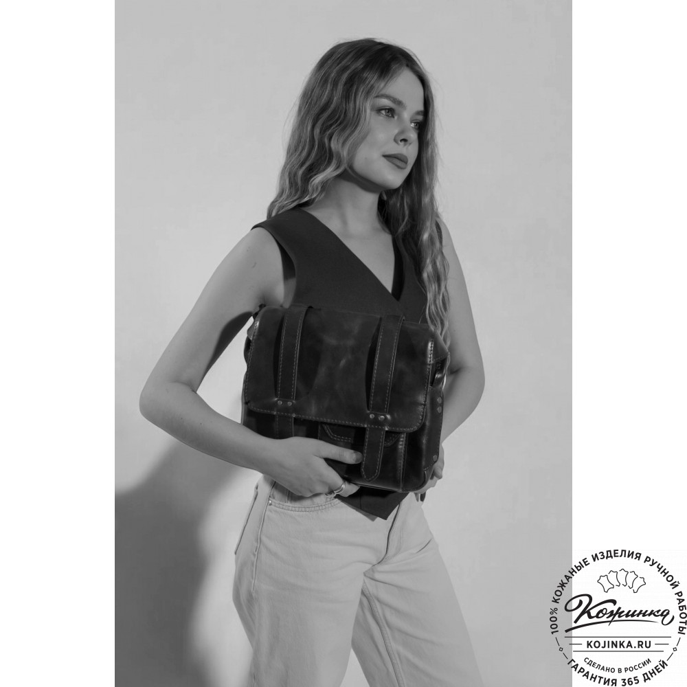  Кожаная сумка "Фрея" (темно-синий) 